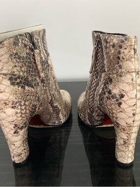 Sam Edelman Snakeskin-Print Ankle Boots in Taupe and Beige